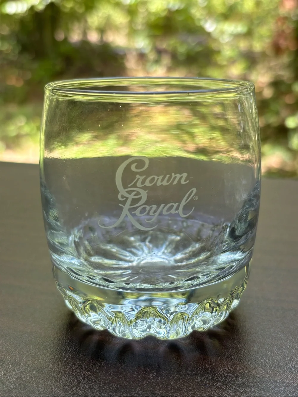 Crown Royal Cursive Etched Sunburst Whiskey Glasses - Set of 3 - Picture 2 of 3